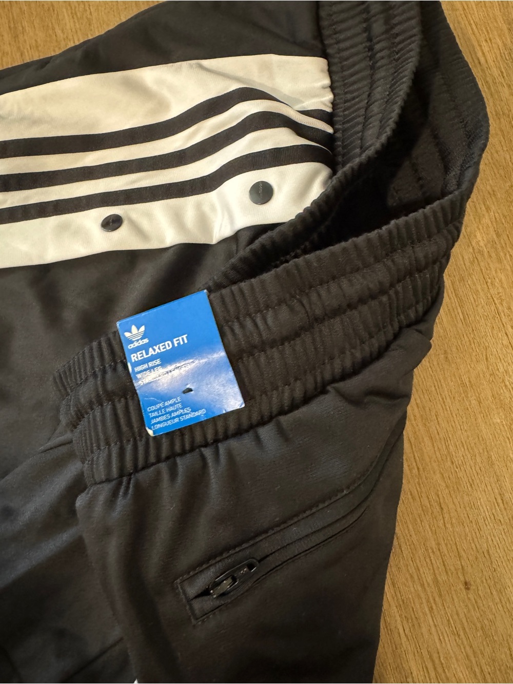 Adidas NWT Black Track Pants with White Stripes - Picture 5 of 7